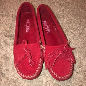 RED MINNETONKA LOAFERS